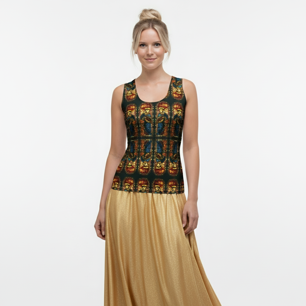 Front view with blonde model