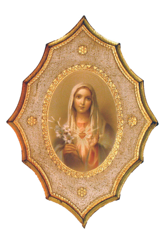 Immaculate Heart Of Mary Florentine Plaque 7.5X10.5"