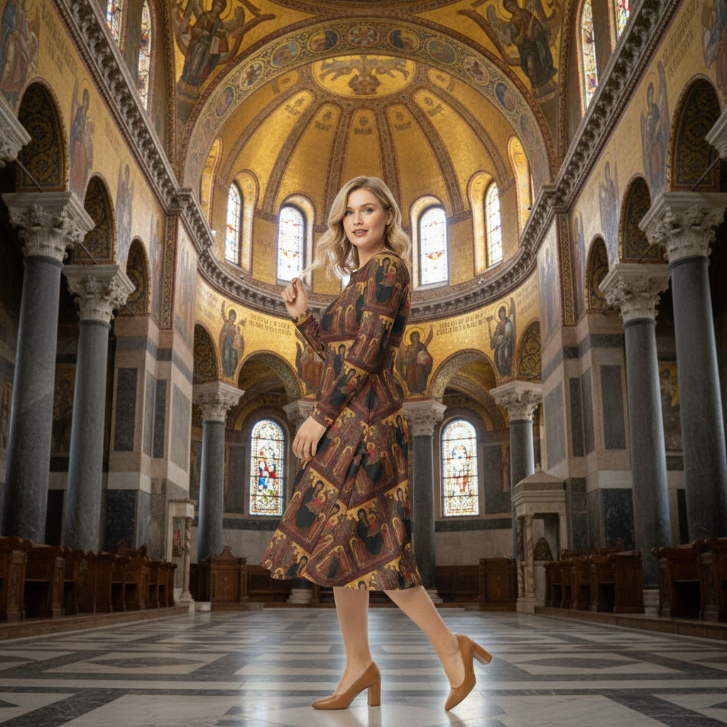 Madonna and Child with Saint John the Baptist dress with Byzantine background