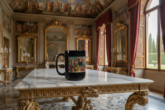 Madonna and Child with Saints and Angels mug - life-size Renaissance setting