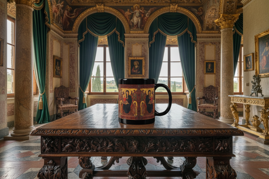 Madonna and Child with Saints mug in Renaissance setting