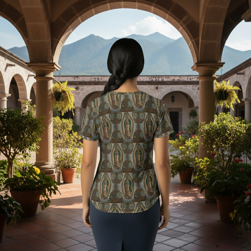 Model back view with shirt over skirt