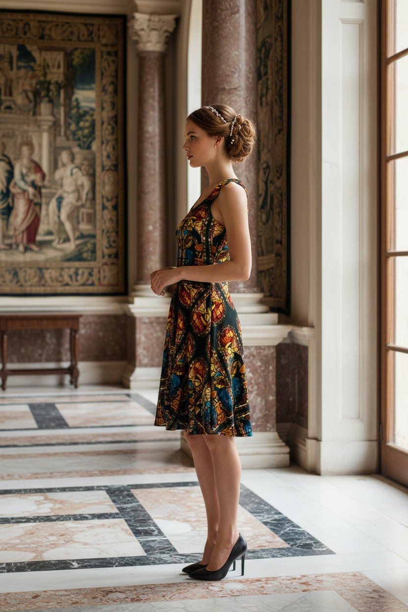 Model left side with naturally falling skirt