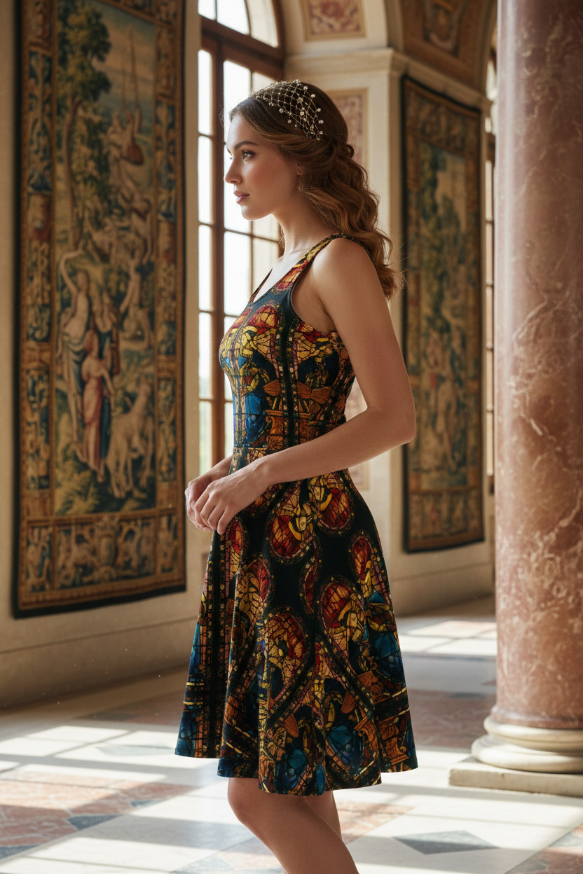 Model right side with naturally falling skirt