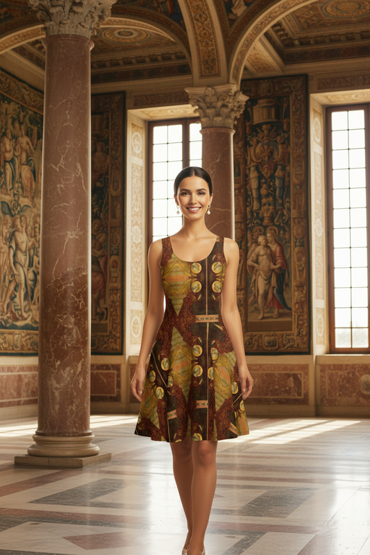 Model walking forward in Archangel Gabriel dress