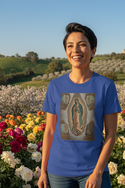 Model wearing Royal Blue tee