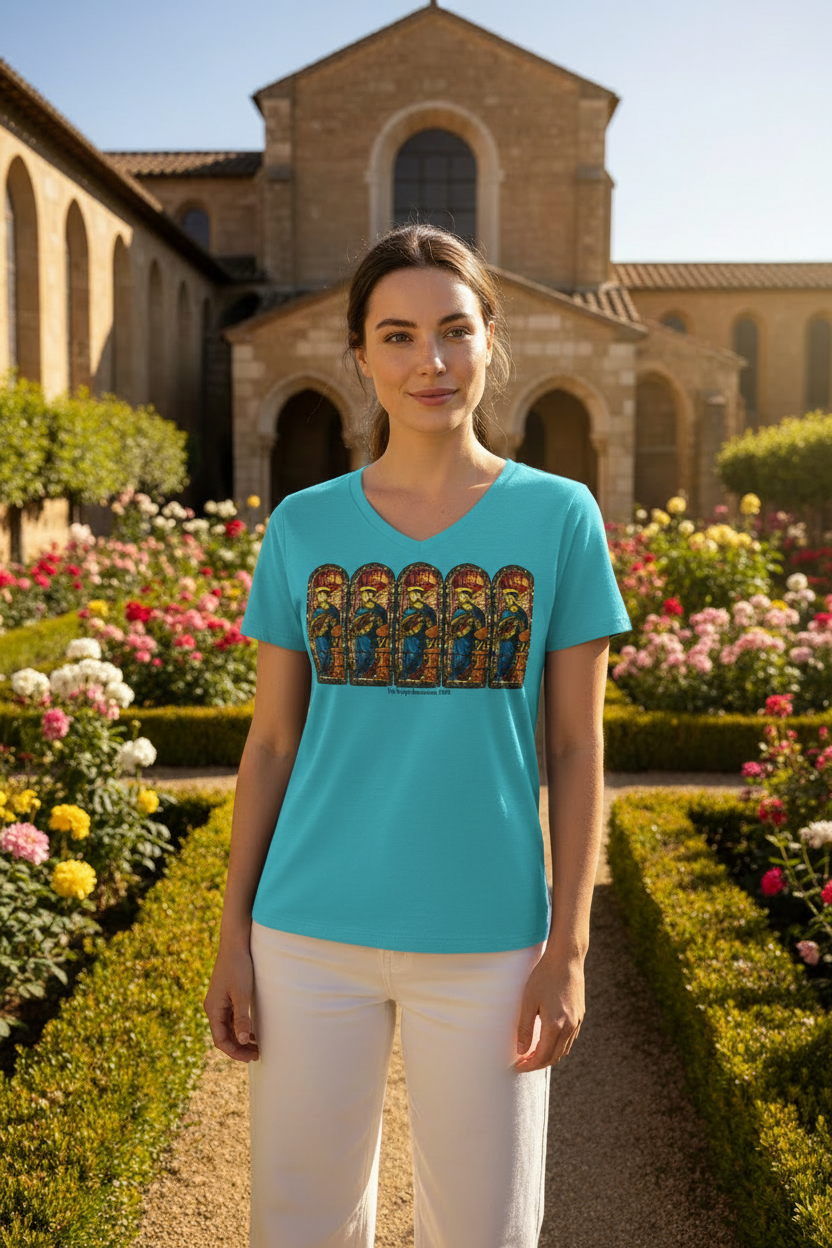 Model wearing Turquoise tee