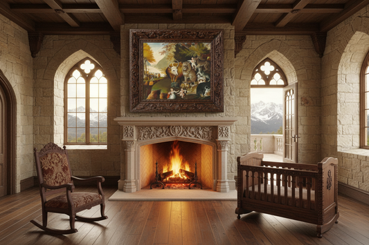 Peaceable Kingdom Canvas with Fireplace