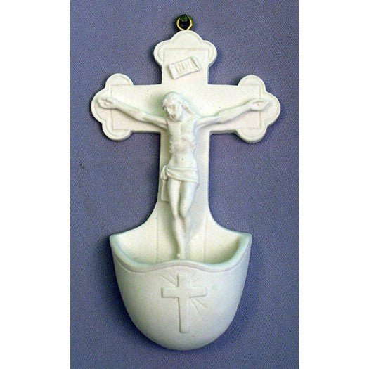 Crucifixion Font White Alabaster 5.5"