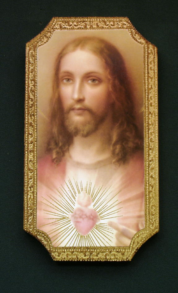 Sacred Heart Of Jesus Florentine Plaque 4.75X9"