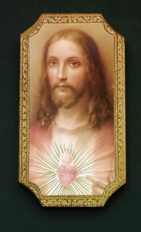 Sacred Heart Of Jesus Florentine Plaque 4.75X9"
