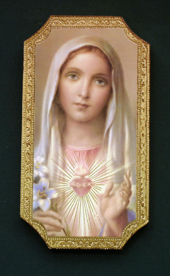 Immaculate Heart Of Mary Florentine Plaque 4.75X9"