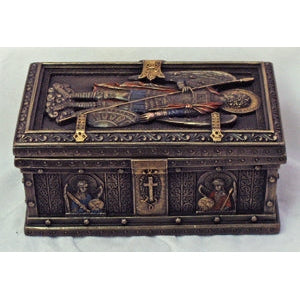 St. Michael Icon Box Hand-Painted Cold-Cast Bronze 5X3"
