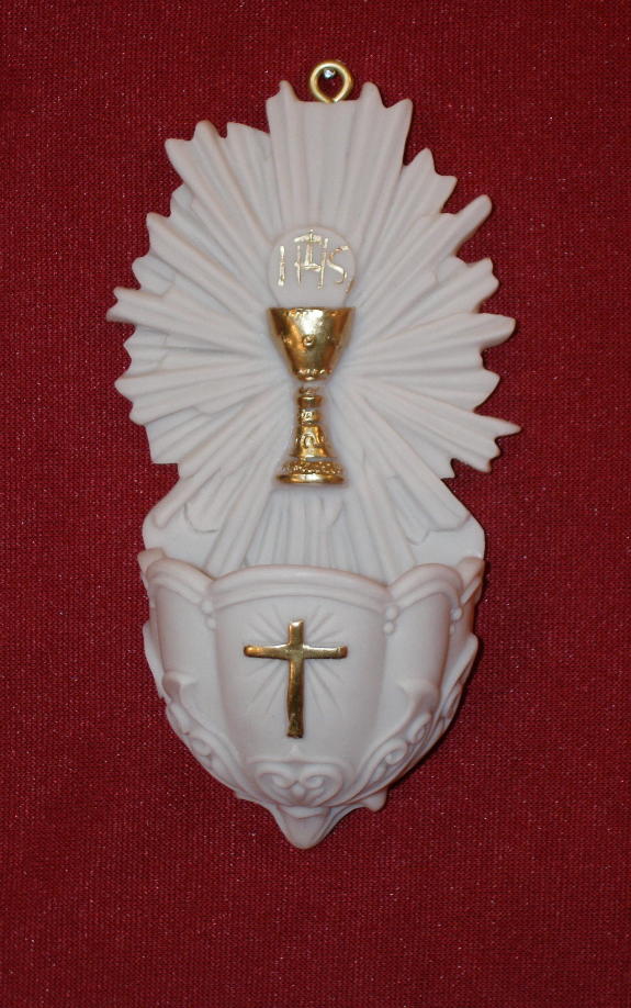 First Communion Font White Alabaster 5"