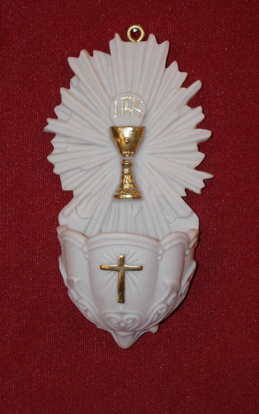 First Communion Font White Alabaster 5"