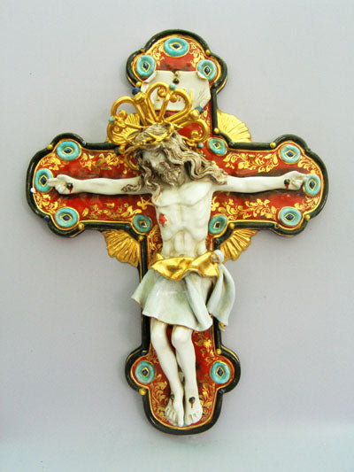 Crucifix Hand-Painted Ceramic 20"