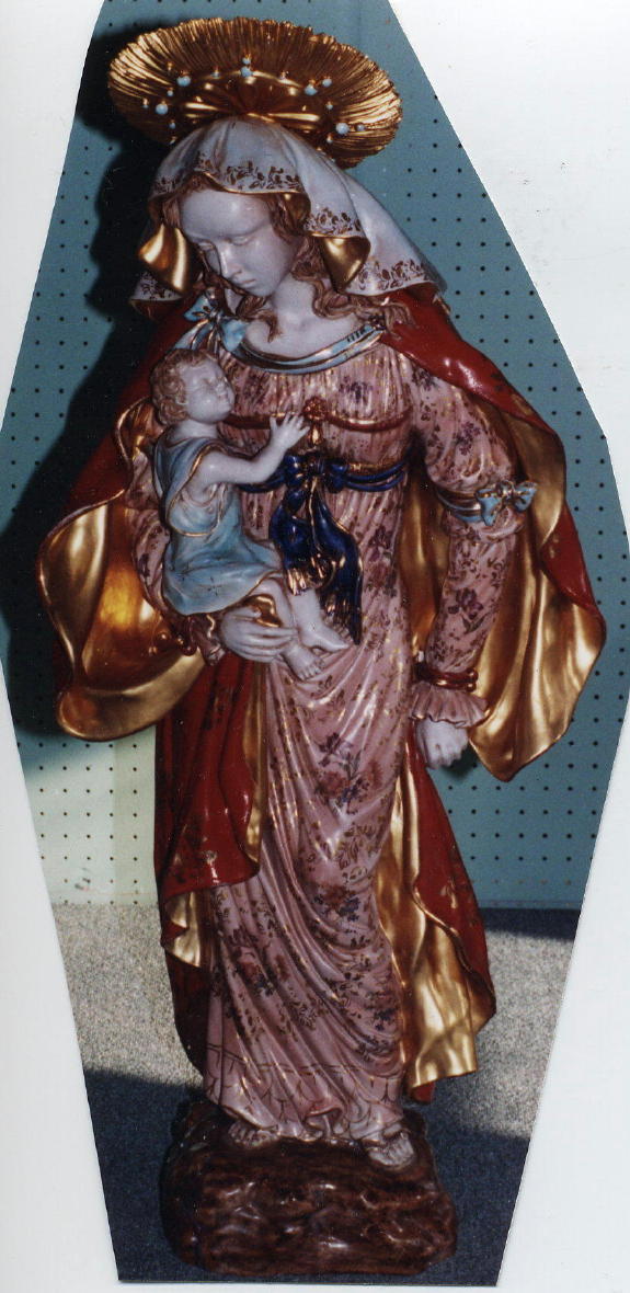Madonna And Child Hand-Painted Ceramic 39"