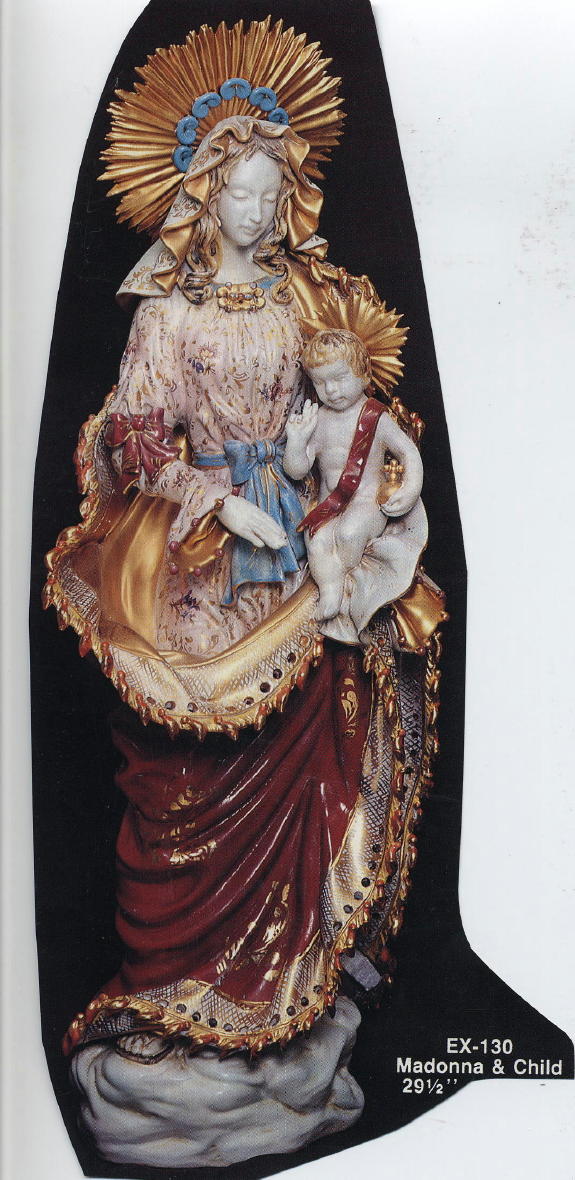 Madonna And Child Hand-Painted Ceramic 30"