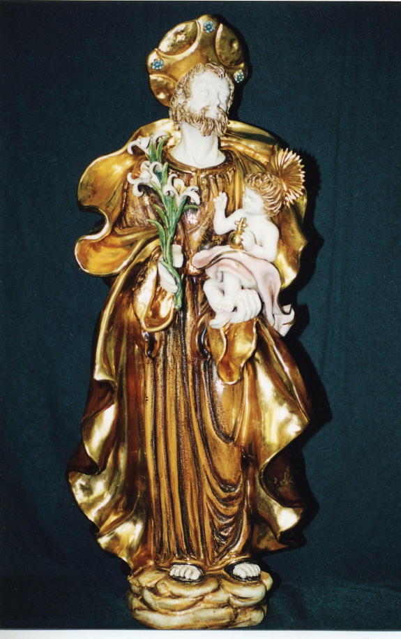 St. Joseph And Child Hand-Painted Ceramic 23"