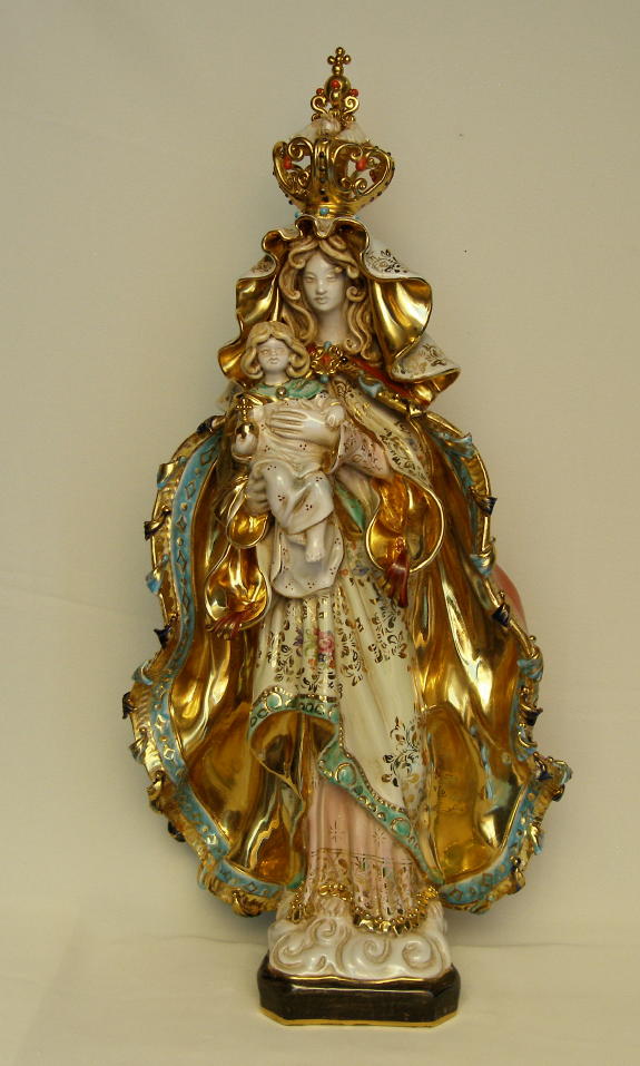 Madonna And Child Hand-Painted Ceramic 25"