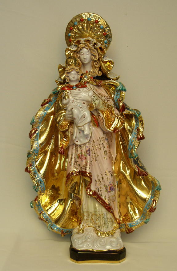 Madonna And Child Hand-Painted Ceramic 23"