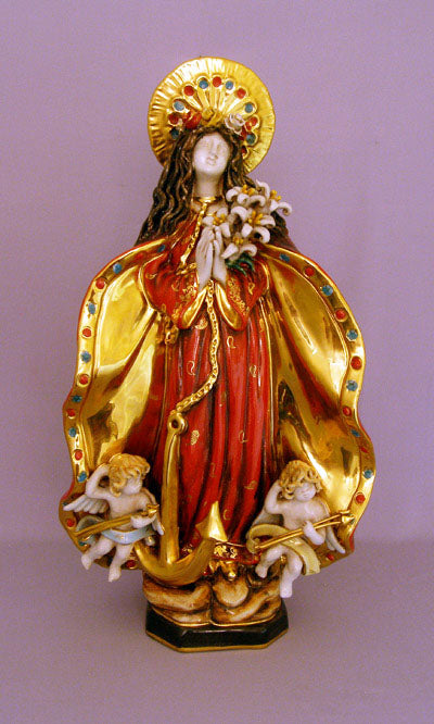 St. Philomena With Angels Hand-Painted Ceramic 20"