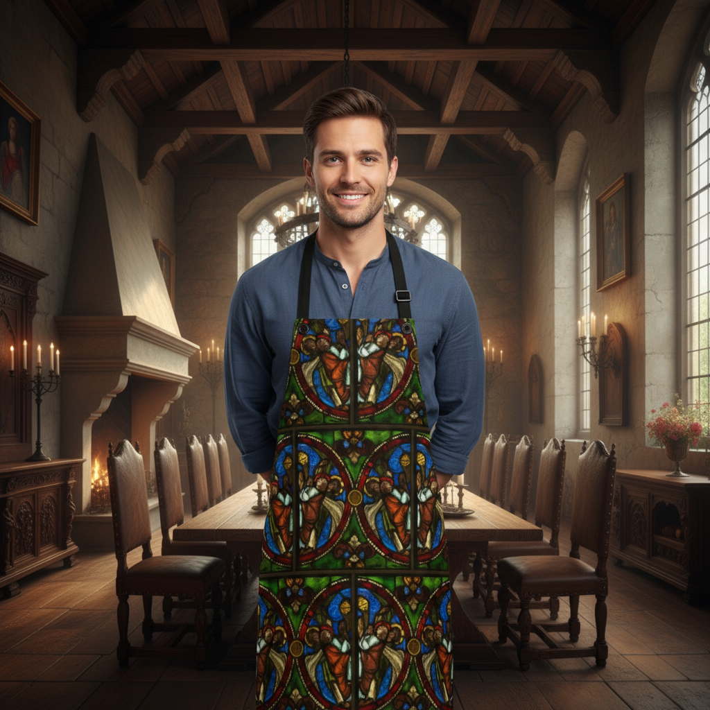 Renaissance Interior - Blue Shirt with Angels Apron