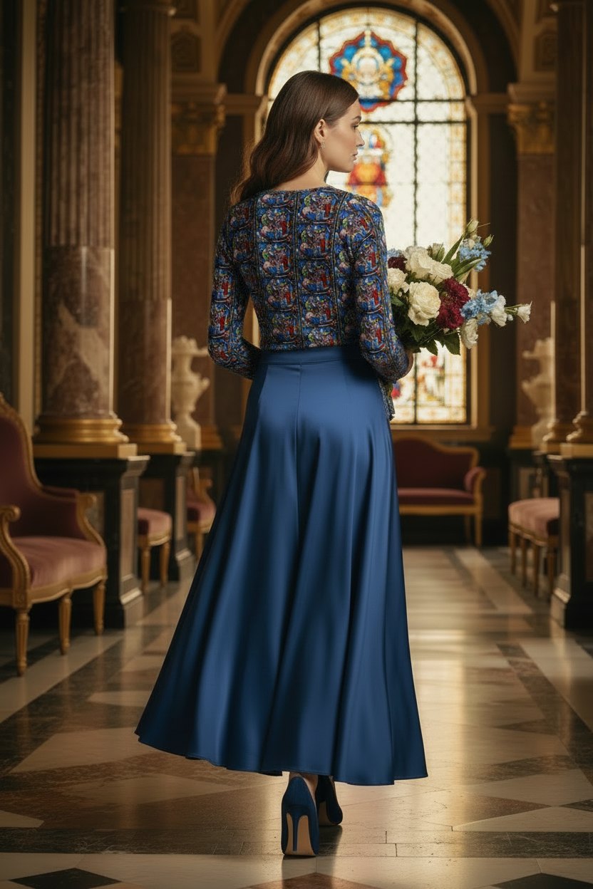 Renaissance lifestyle image - back view with untucked shirt