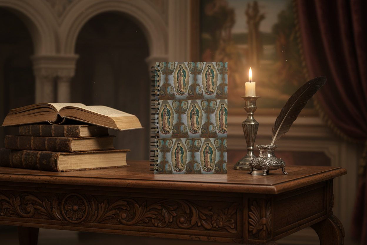 Renaissance lifestyle image with spiral notebook