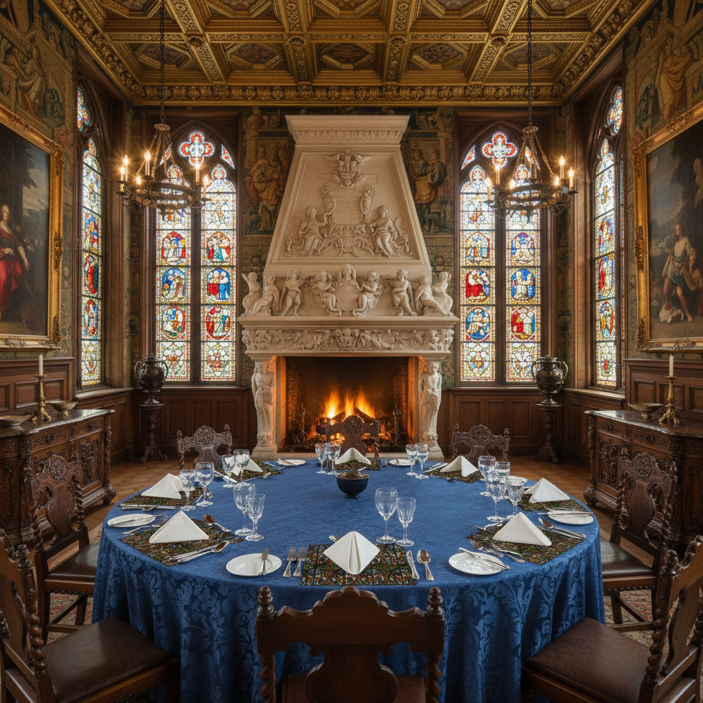 Renaissance palace with clearly visible Angels Swinging Censurs placemats, nothing on top