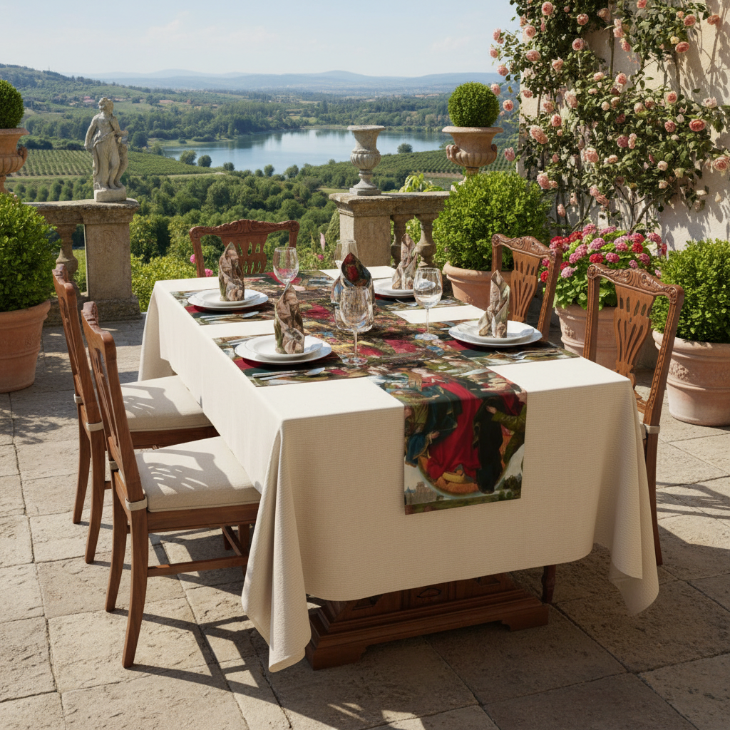 Renaissance terrace with larger table set and Mary, Queen of Heaven collection - version 1