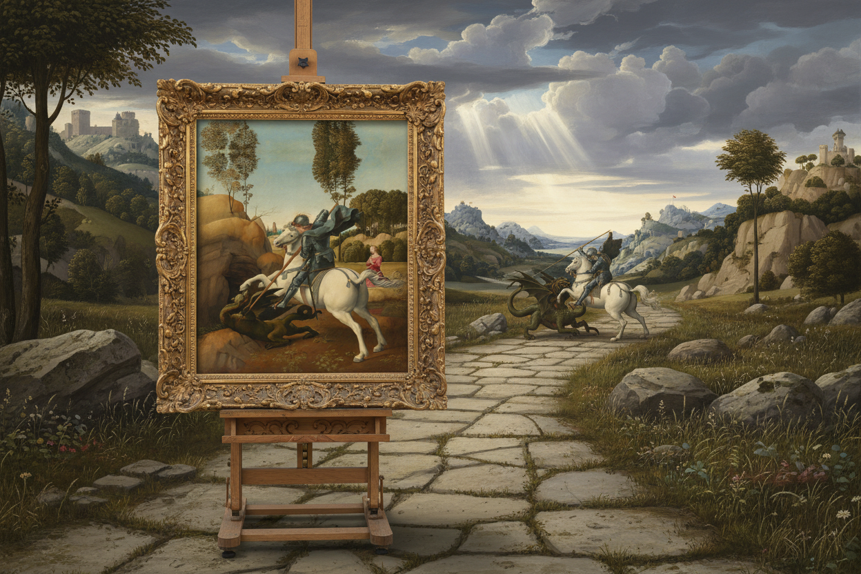 Saint George and the Dragon Canvas on Ancient Path