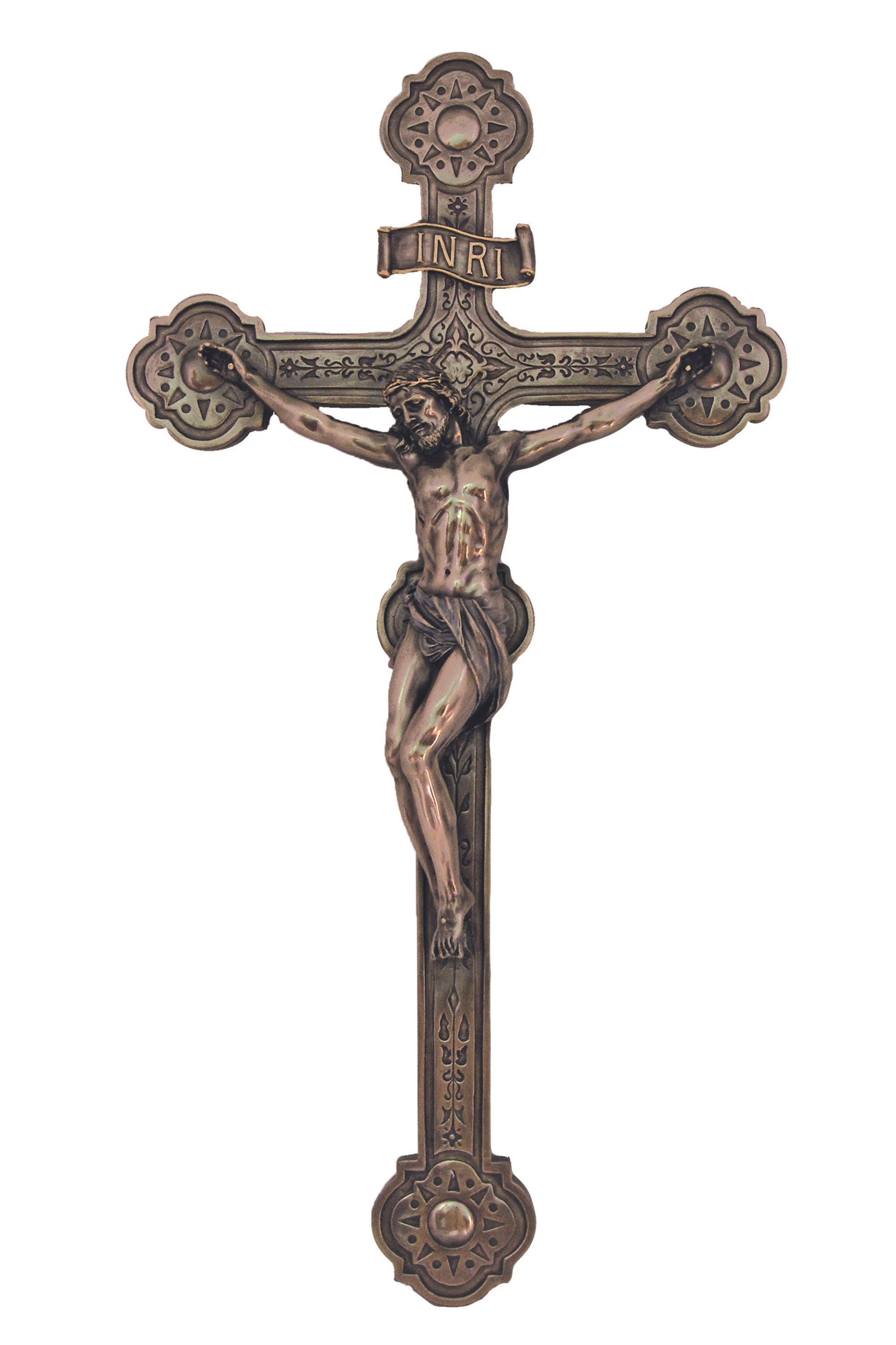 Ornate Crucifix in Cold Cast Bronze 20"