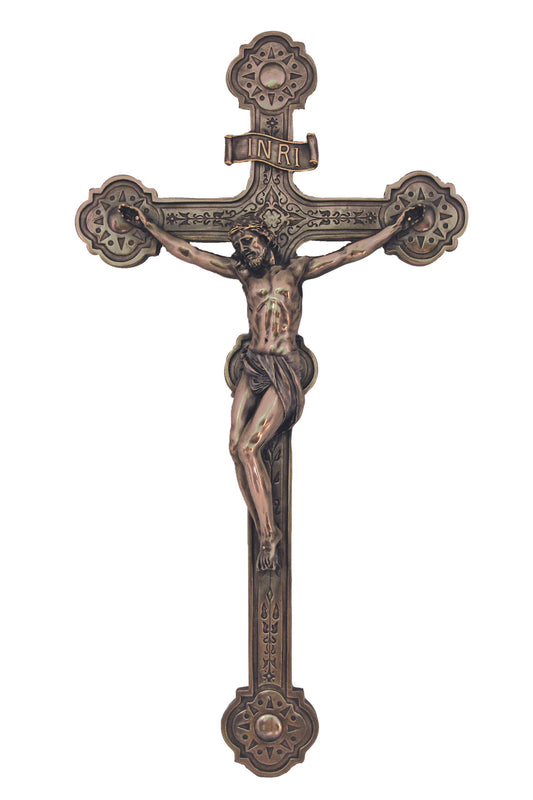 Ornate Crucifix in Cold Cast Bronze 20"