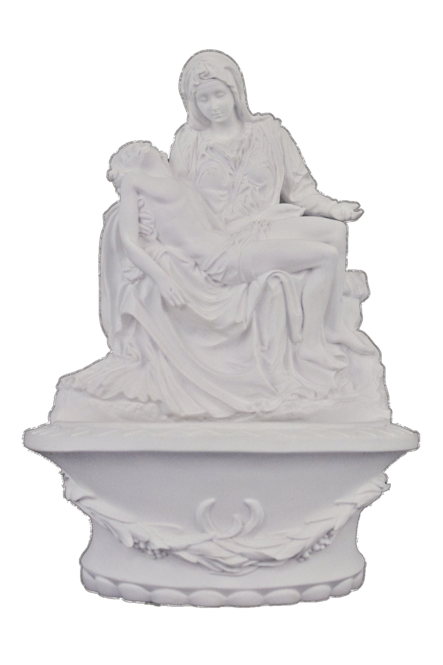 Standing/Hanging Pieta Font in White 8"