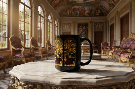 The Angel of the Annunciation mug - life-size Renaissance setting