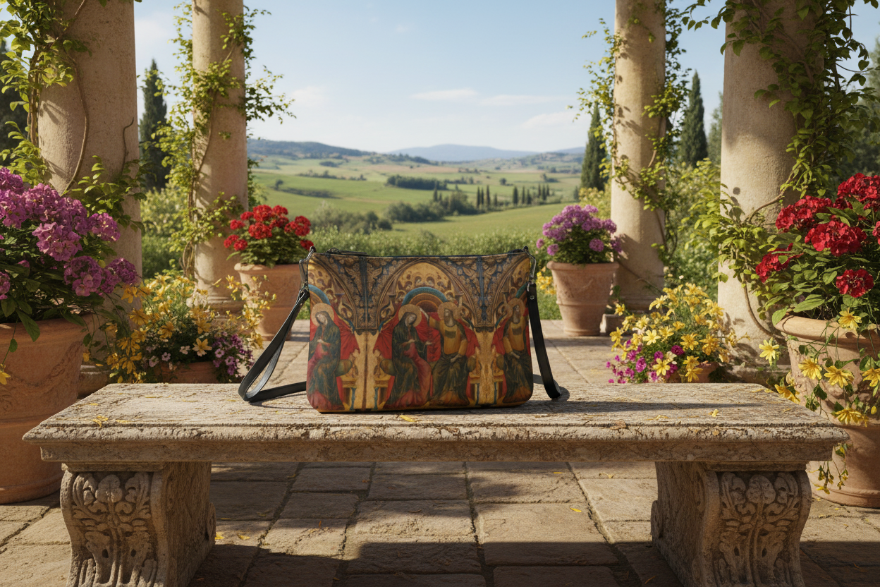 The Coronation of the Virgin bag - Renaissance courtyard garden