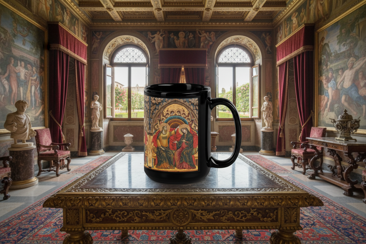 The Coronation of the Virgin mug in Renaissance setting