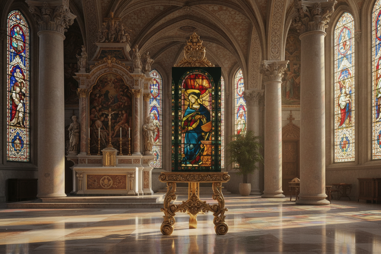 The Virgin Annunciate Canvas in Renaissance Church